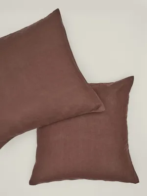 100% Linen European Pillowcase Set (of two) in Chocolate