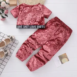 2-piece Velvet Suit for Toddler Girl Wholesale Children's Clothing