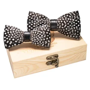 2Pcs Black & White Parent-Child Polka Bow Ties Set