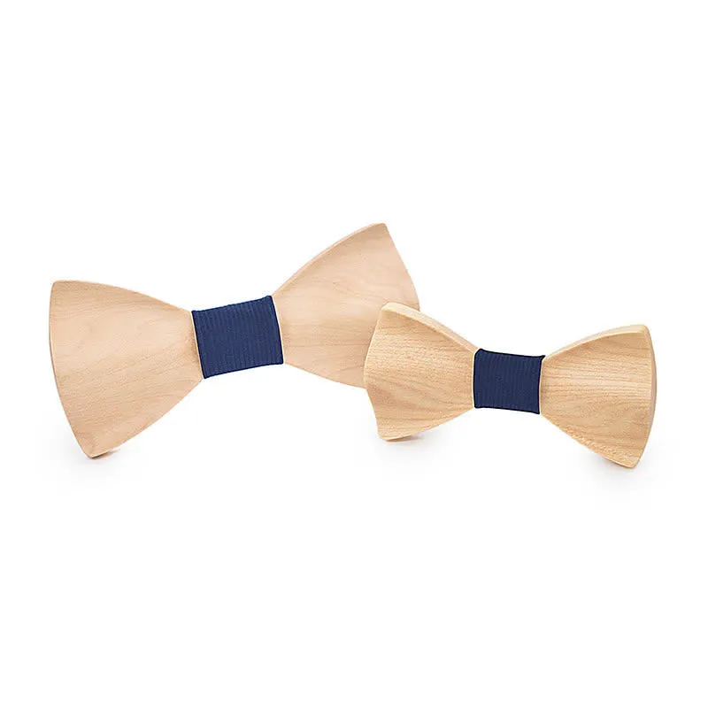 2Pcs Men's Parent-child Maple Wooden Bow Tie Set