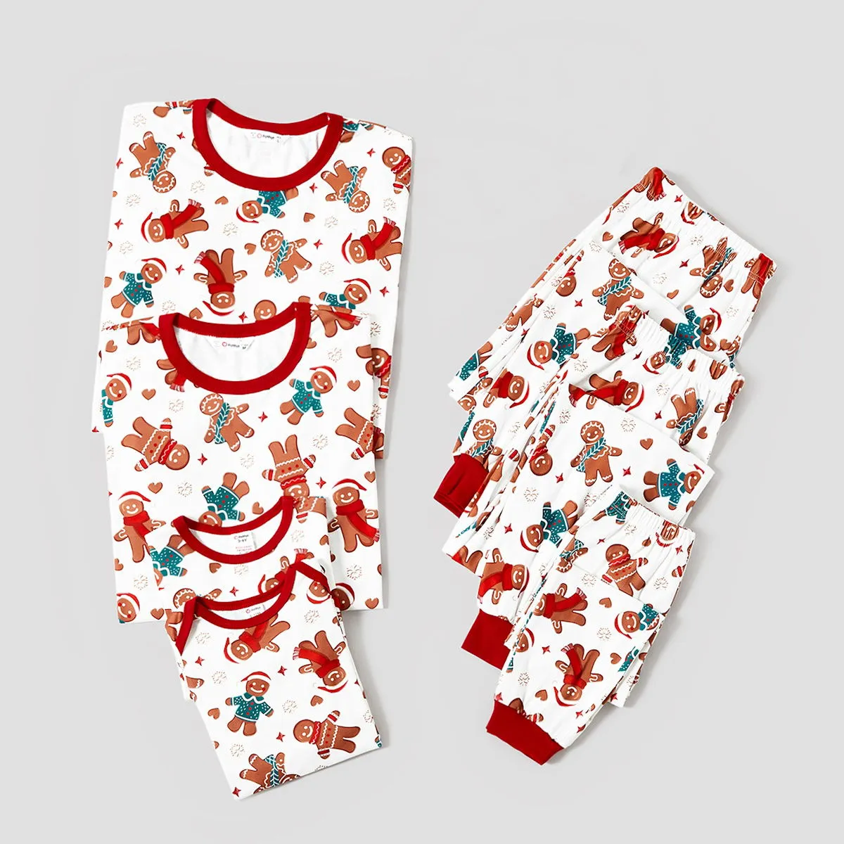 Allover Print Long Sleeve Gingerbread Family Pajamas Christmas