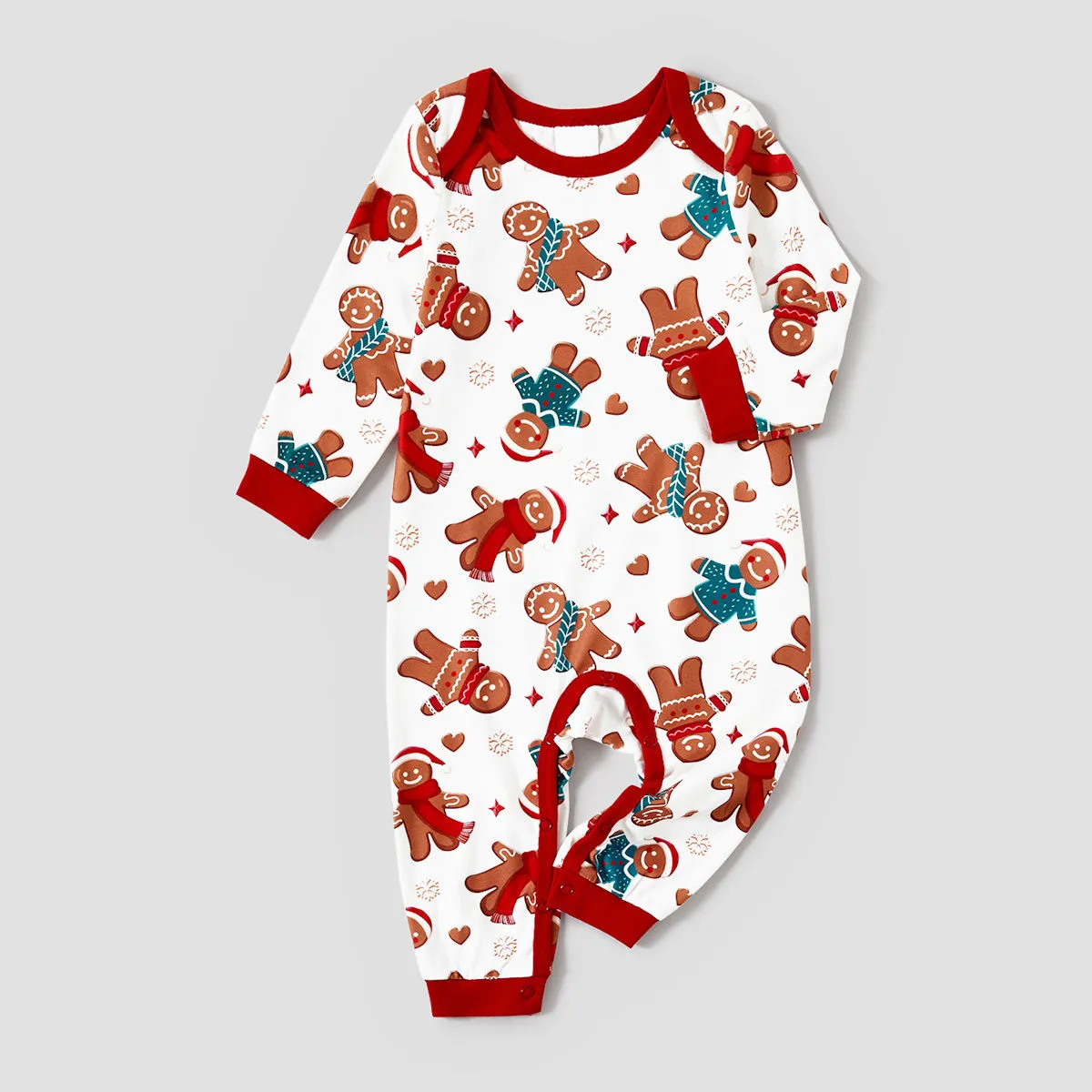 Allover Print Long Sleeve Gingerbread Family Pajamas Christmas