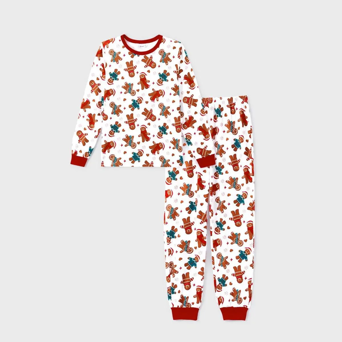 Allover Print Long Sleeve Gingerbread Family Pajamas Christmas