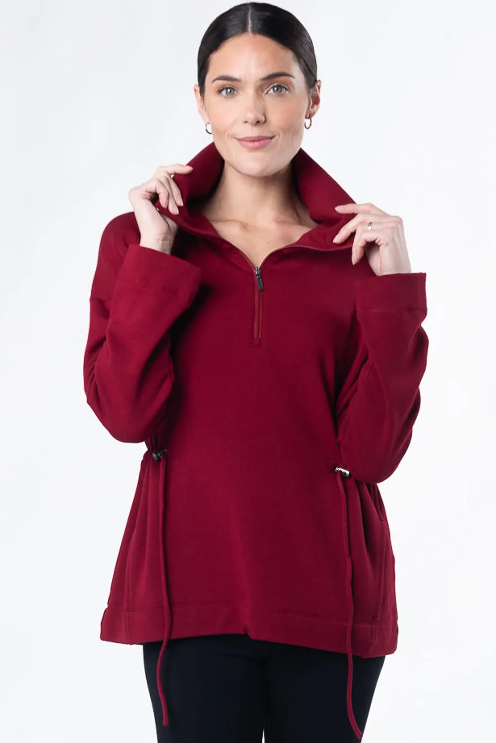 Arden Half-Zip Bamboo Sweatshirt - Cranberry