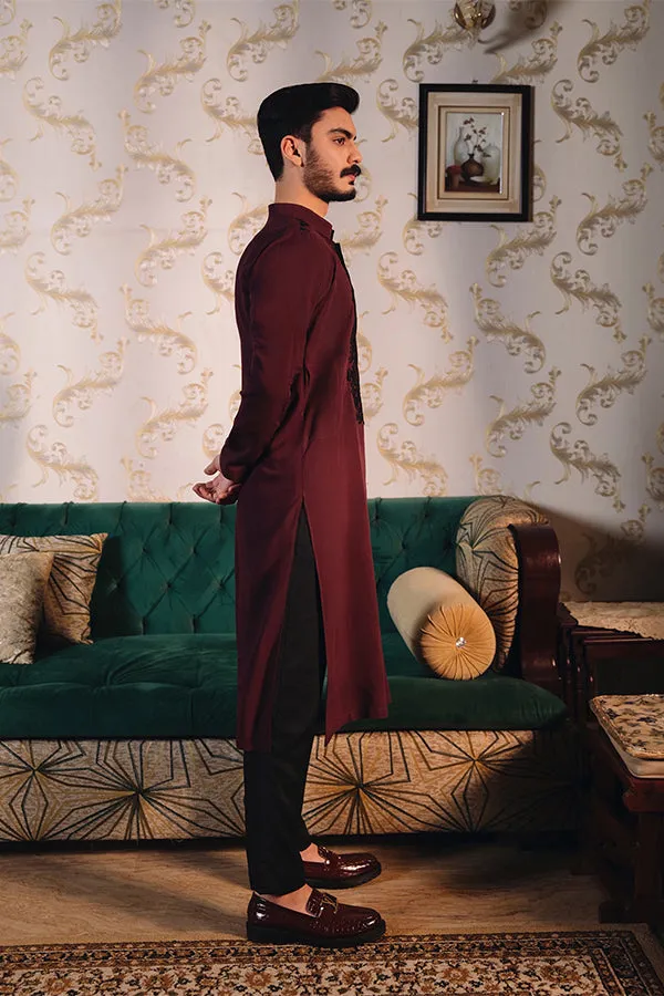 Arif Ashraf - Shahtaj - Maroon - Boski Linen - 2 Piece