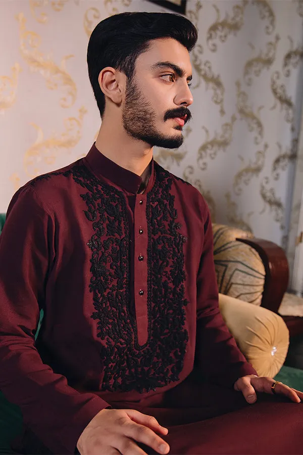 Arif Ashraf - Shahtaj - Maroon - Boski Linen - 2 Piece