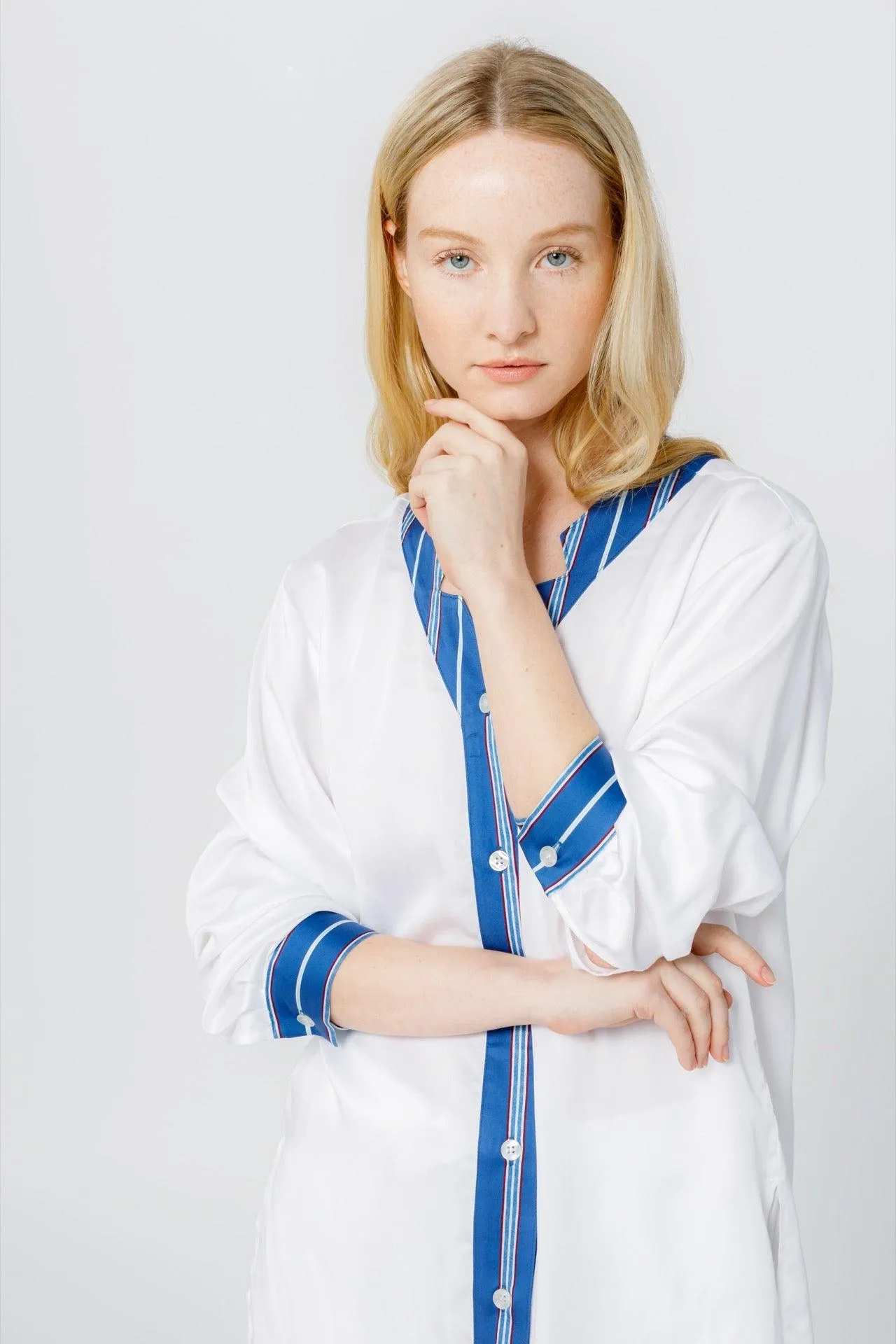 Bamboo Stripe Inset Pajama Shirt