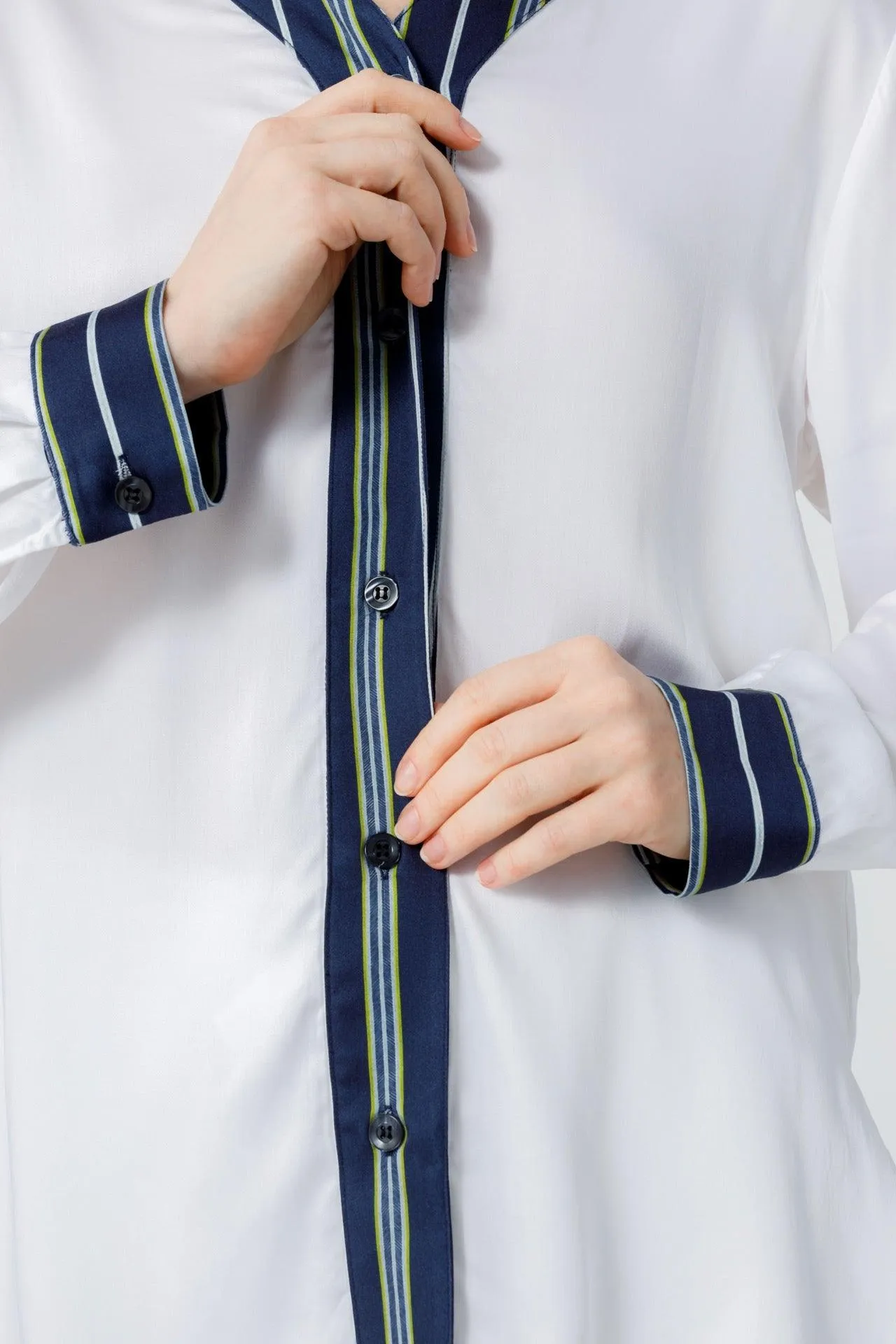 Bamboo Stripe Inset Pajama Shirt