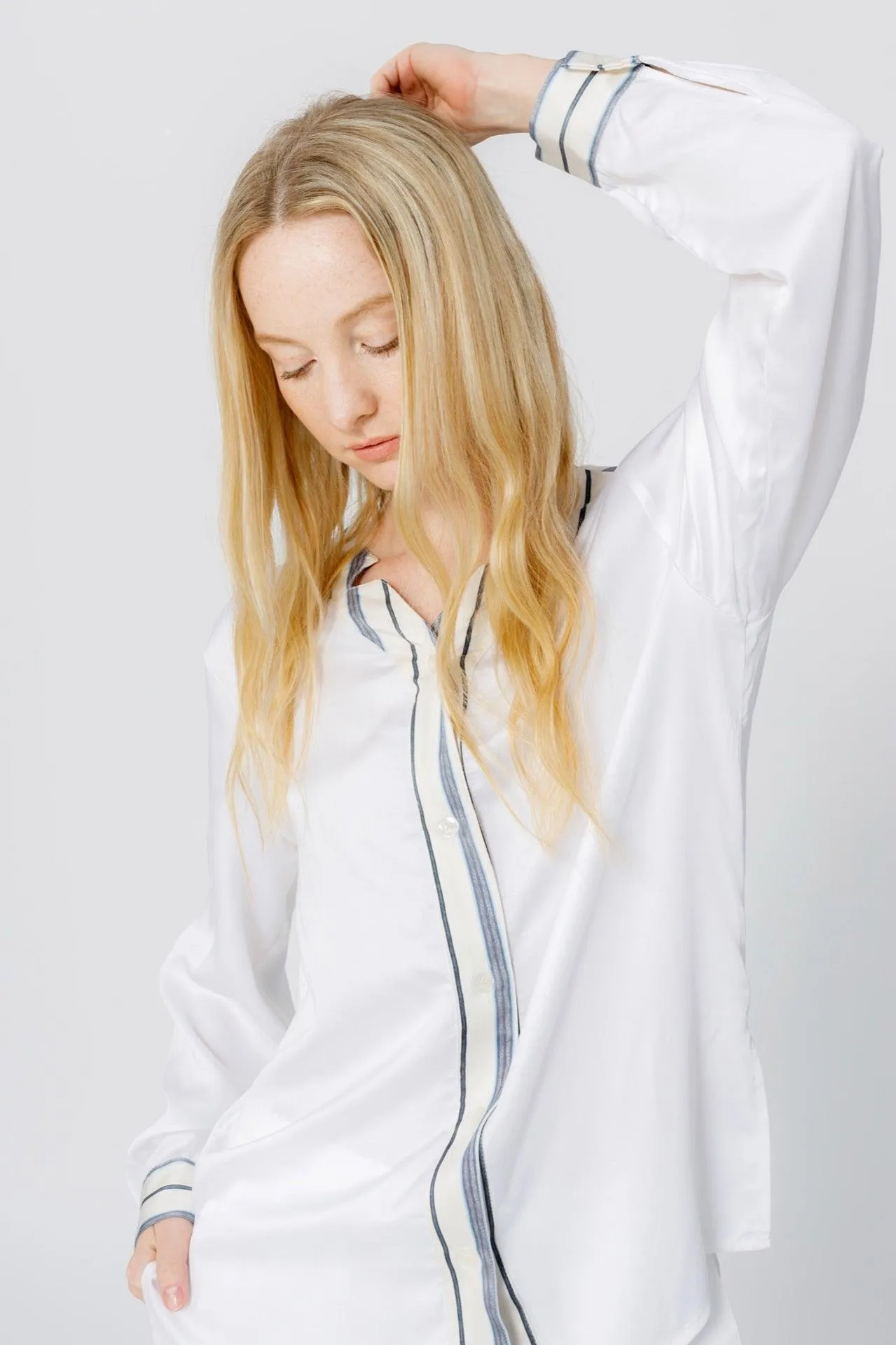 Bamboo Stripe Inset Pajama Shirt