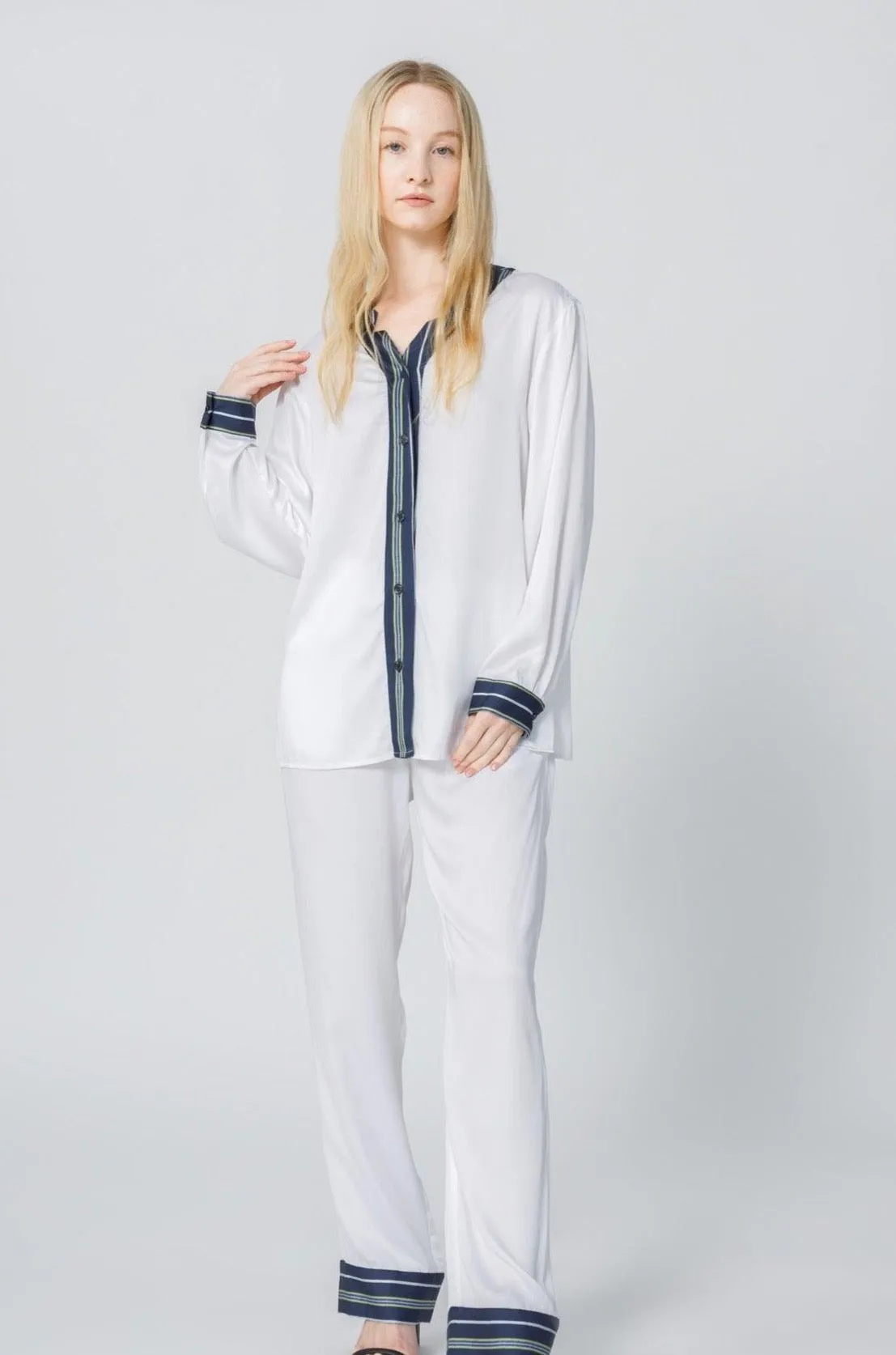 Bamboo Stripe Inset Pajama Shirt