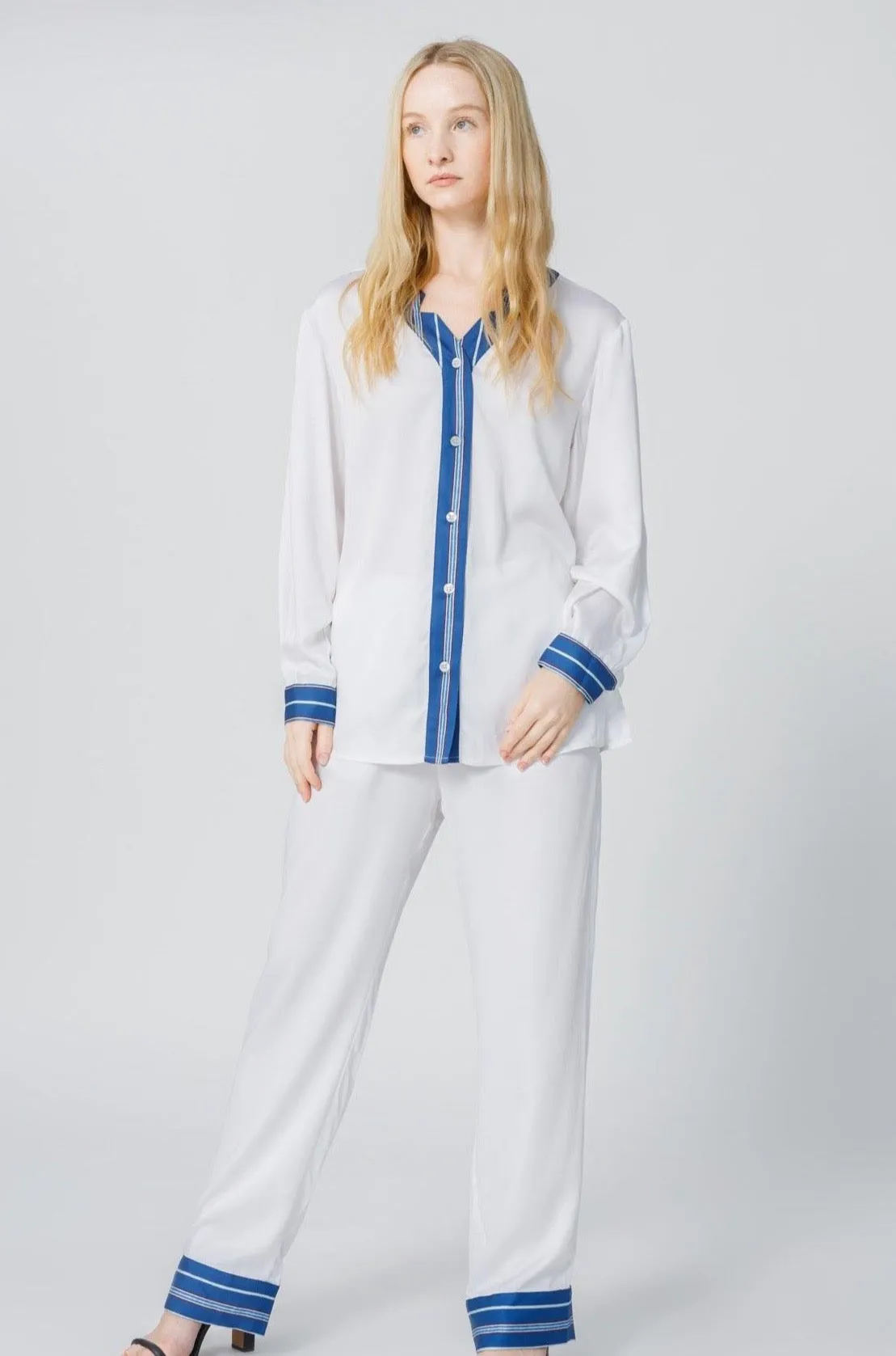 Bamboo Stripe Inset Pajama Shirt