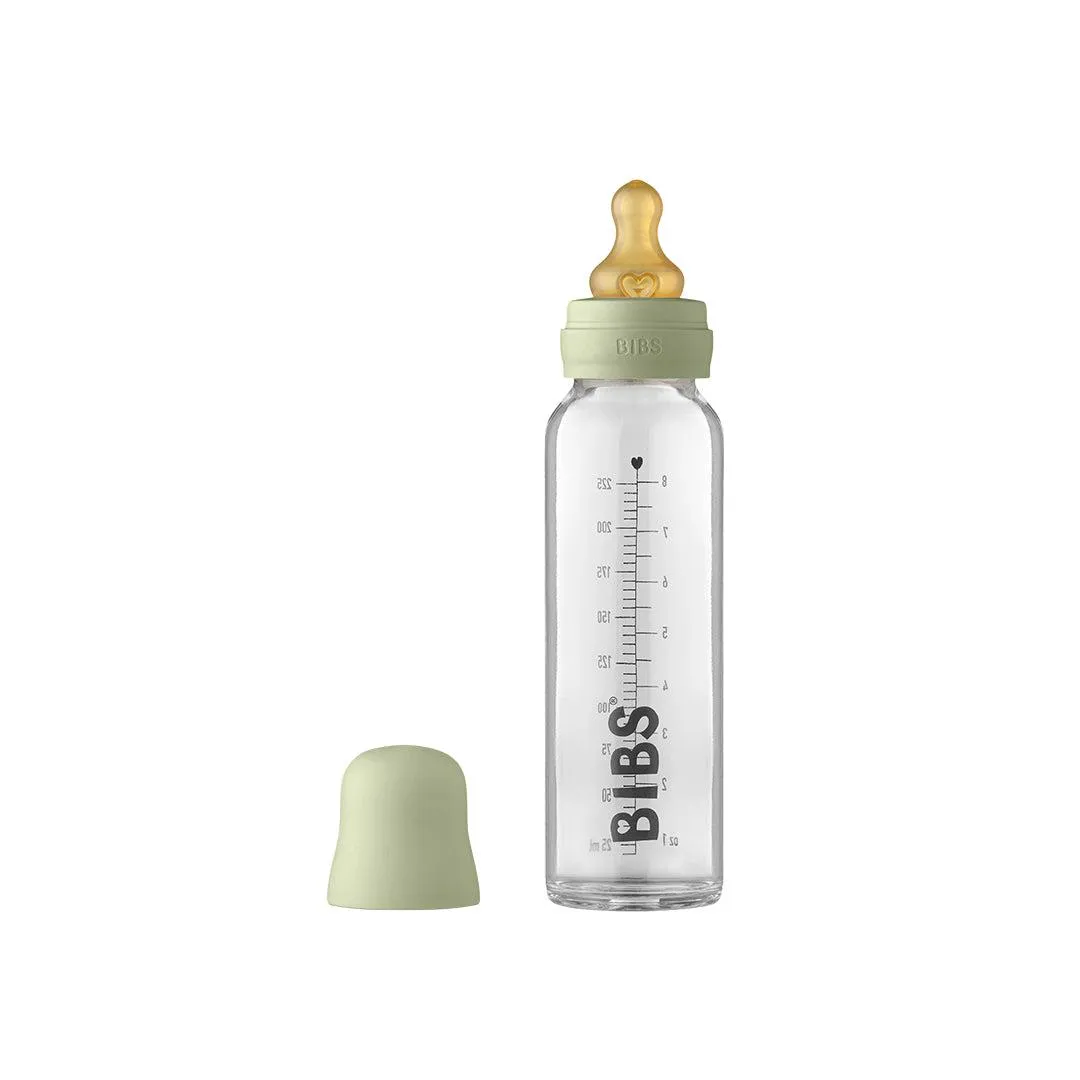 BIBS Baby Glass Bottle Complete Set - Sage - Latex