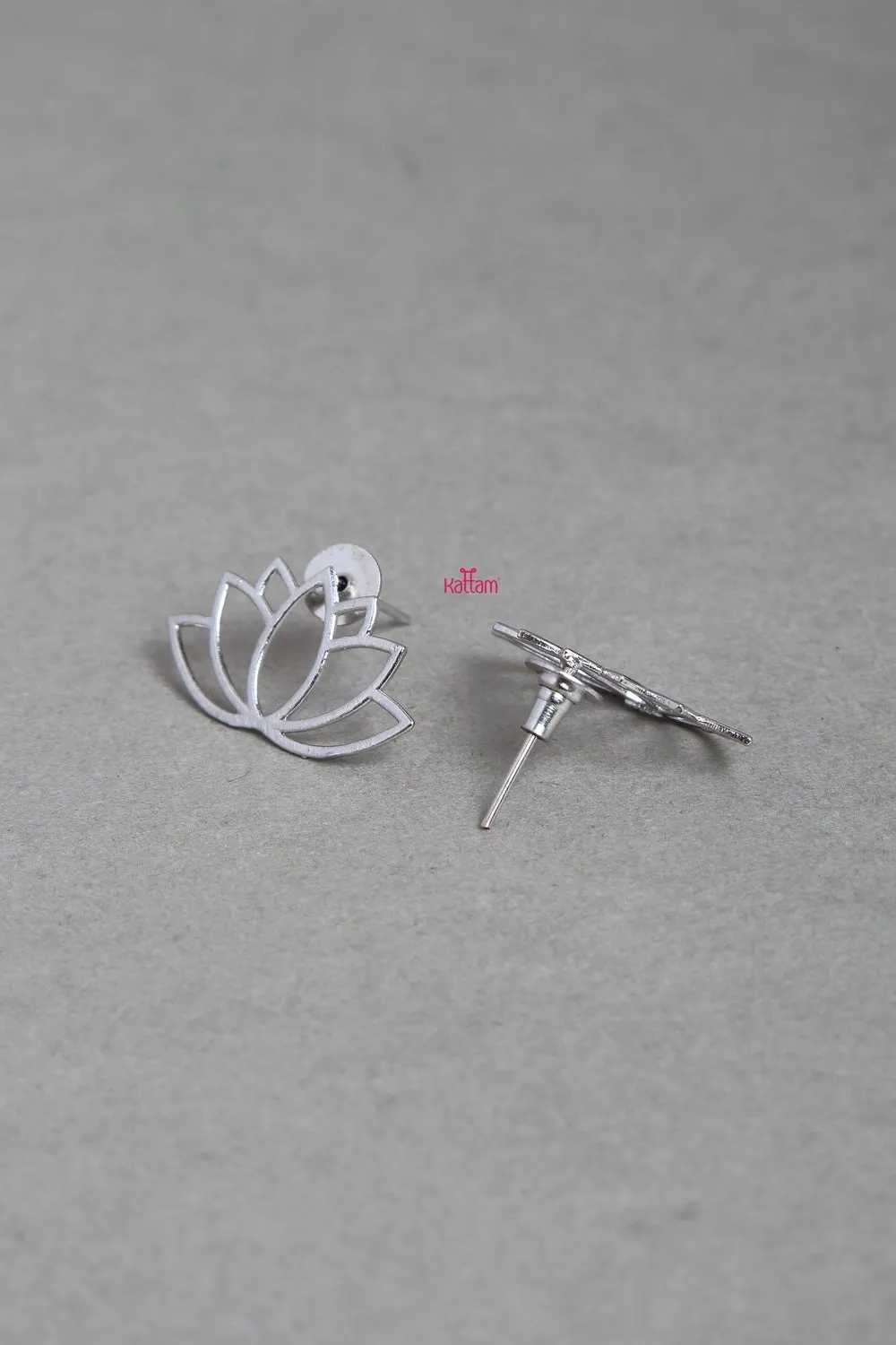 Big Oxidised Silver Lotus Earring