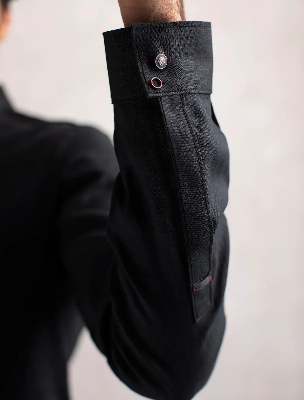 BLACK LINEN KURTA PAJAMA