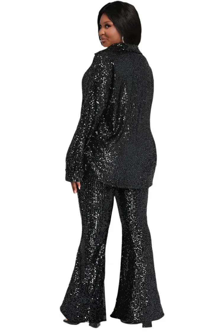 Black Sequin Pant Set