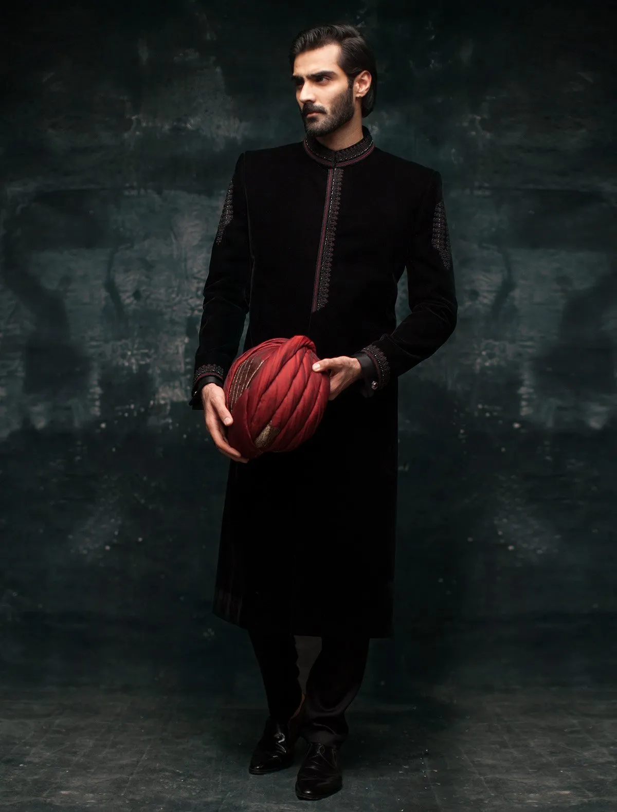 BLACK VELVET SHERWANI