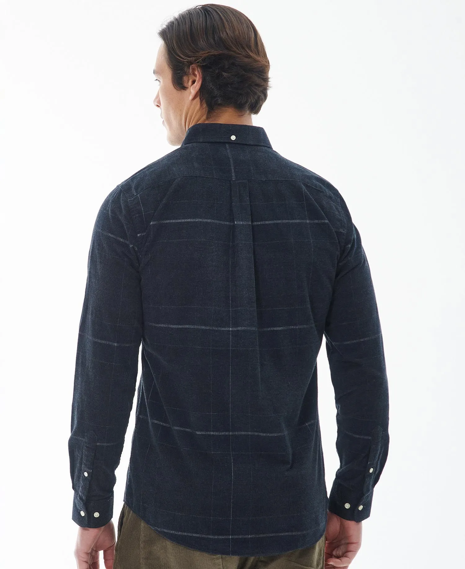 Blair Tailored Tartan Cord Shirt - Black Slate