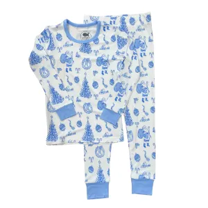 Blue Christmas Toile Pajama Set