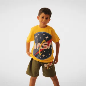 Boys Pajama Set (Tshirt & Short) - Nasa - Yellow