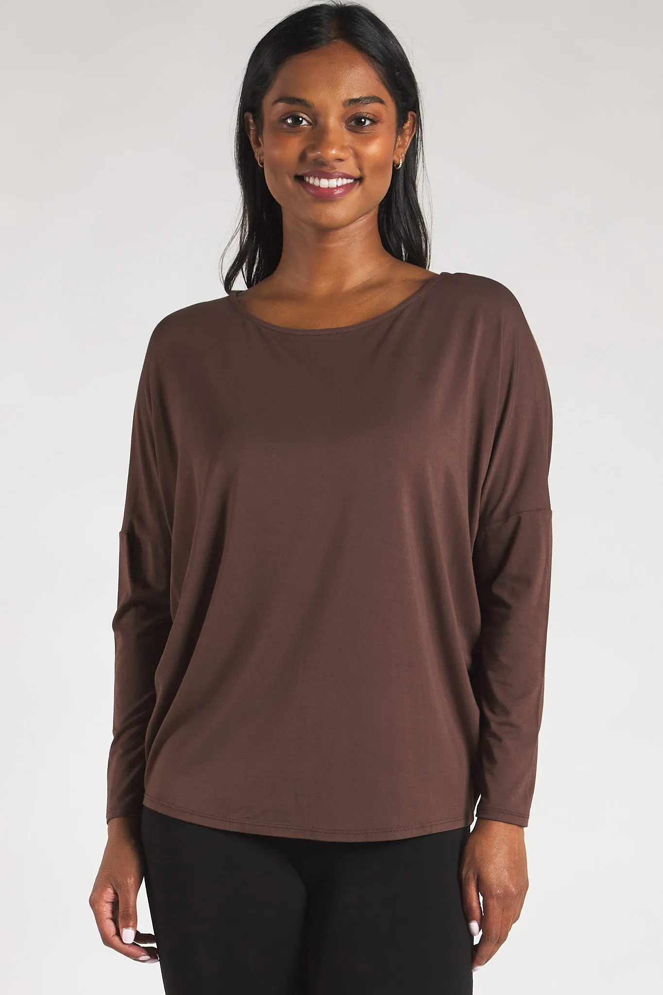 Bridget Dolman Bamboo Top - Coffee Bean