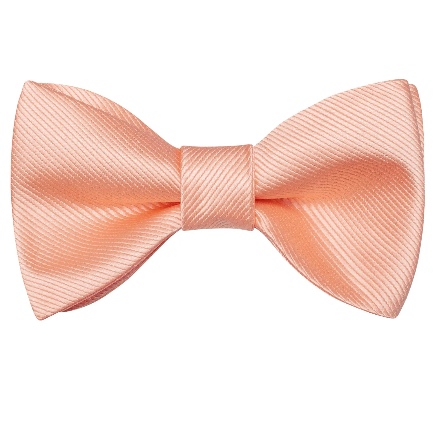 Coral Pink Striped Silk Self-tied Bow Tie Pocket Square Cufflinks Set