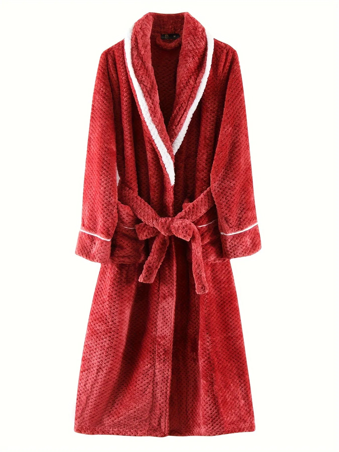 Cozy Winter Couples' Fleece Robe Set - Soft 100% Polyester V-Neck with Slight Stretch, Solid Color Knit Fabric, Plush Bathrobe for Men and Women, Single Pack for a Romantic Getaway