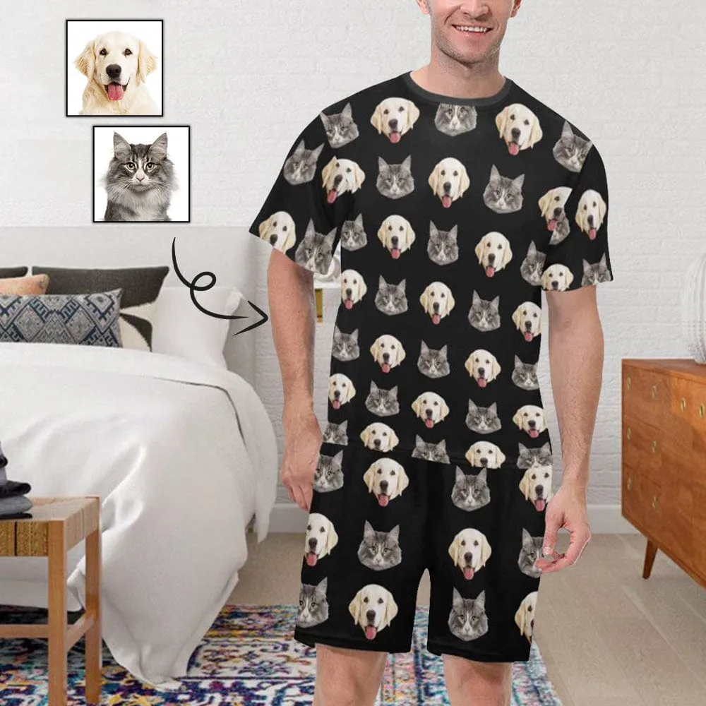 Custom Face Cute Pet Pajama Set Women's Short Sleeve Top and Shorts Loungewear Athletic Tracksuits