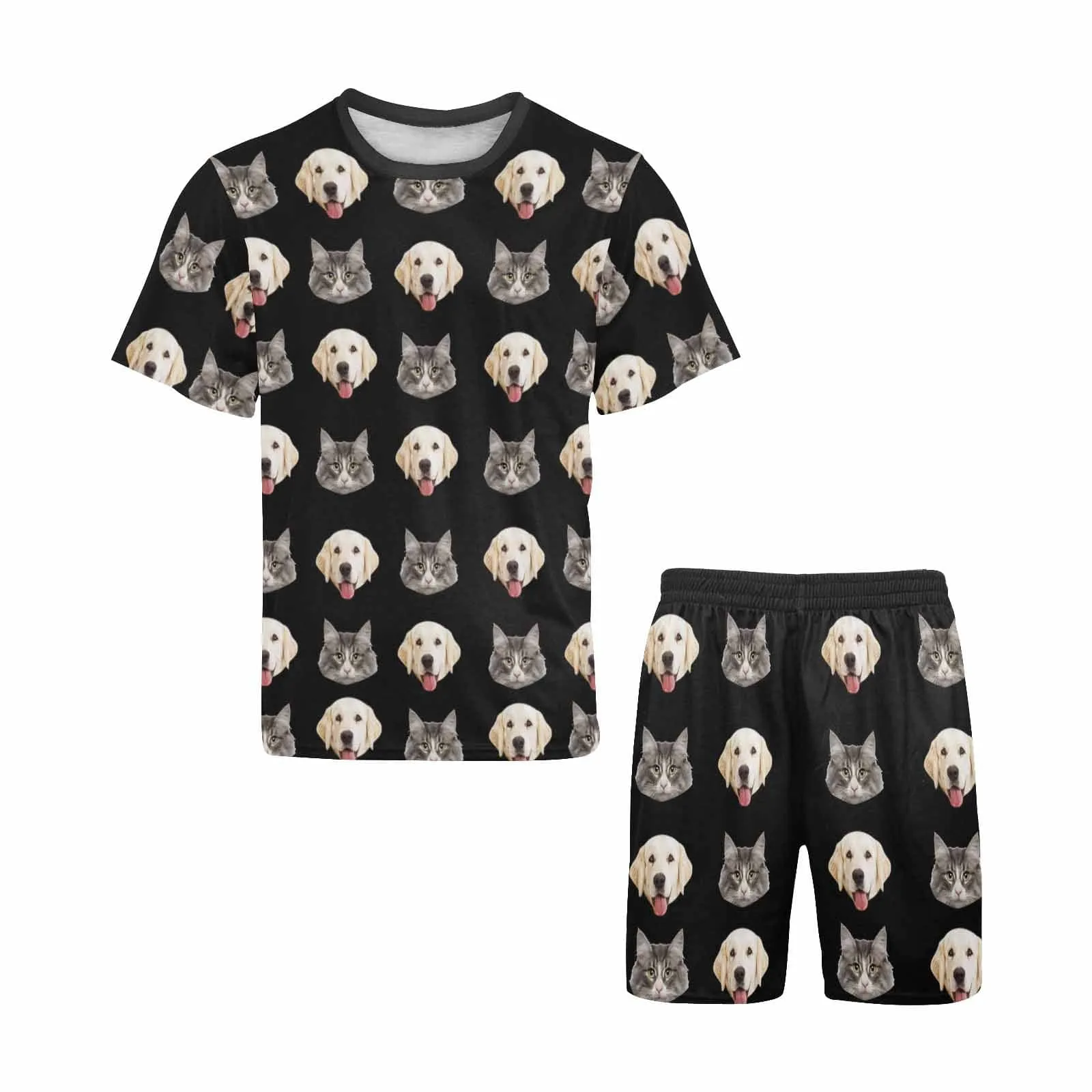 Custom Face Cute Pet Pajama Set Women's Short Sleeve Top and Shorts Loungewear Athletic Tracksuits