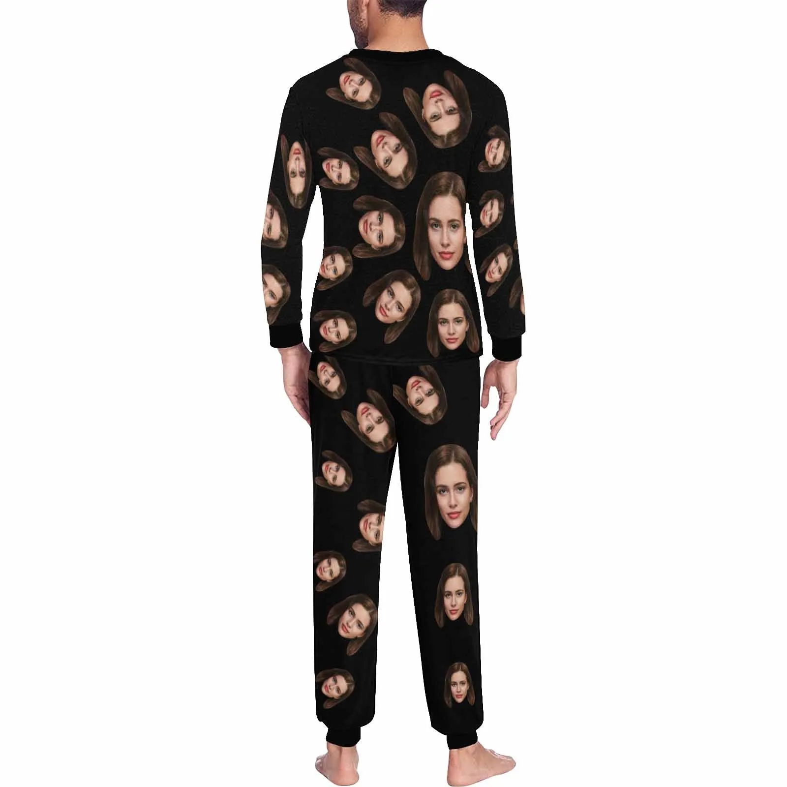 Custom Face My Treasure Black Men's Long Pajama Set