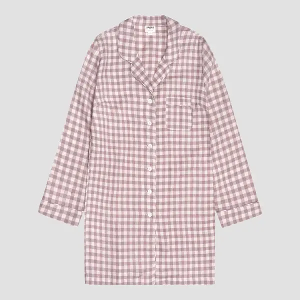 Elderberry Gingham Linen Nightshirt