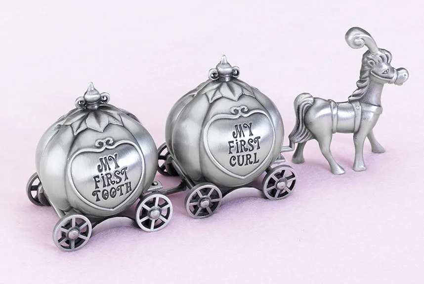 Fairy Tale Coach Pewter Tooth and Curl Boxes Gift Idea Flower Girls