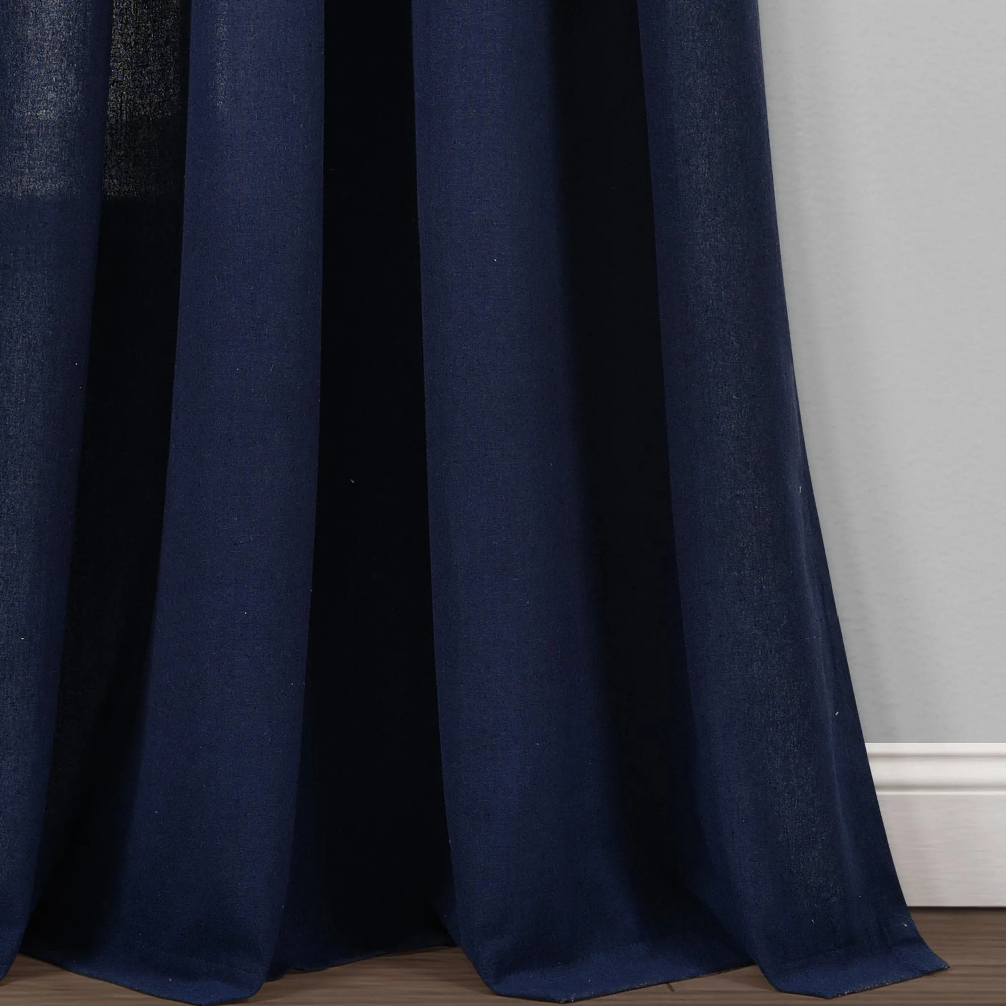 Faux Linen Grommet Window Curtain Panel Set