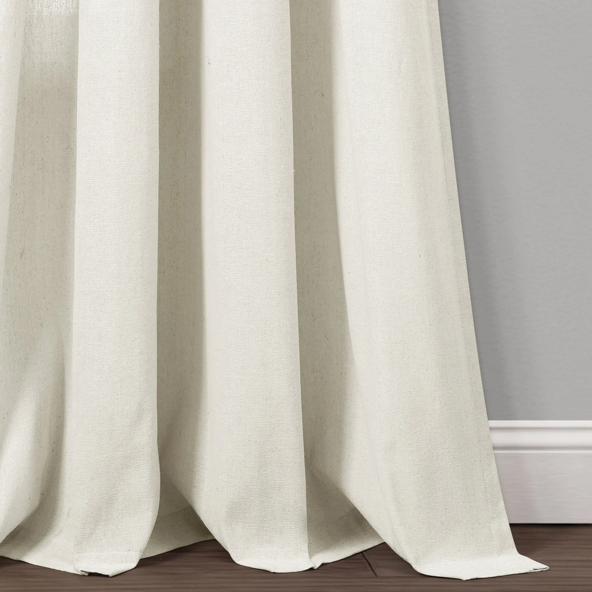 Faux Linen Grommet Window Curtain Panel Set