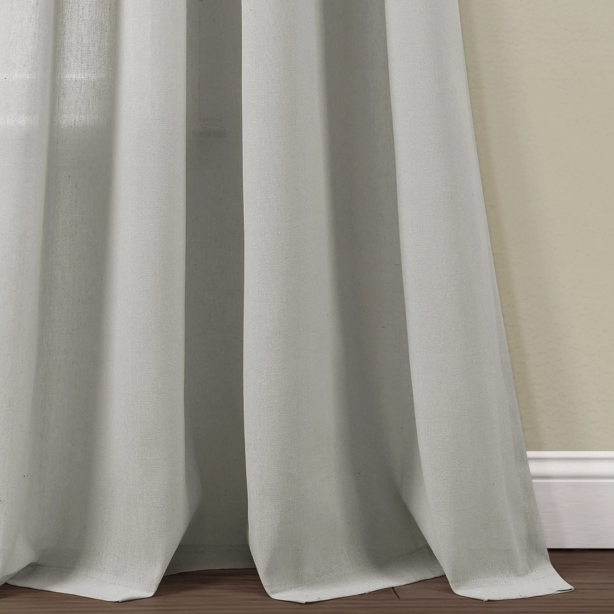 Faux Linen Grommet Window Curtain Panel Set