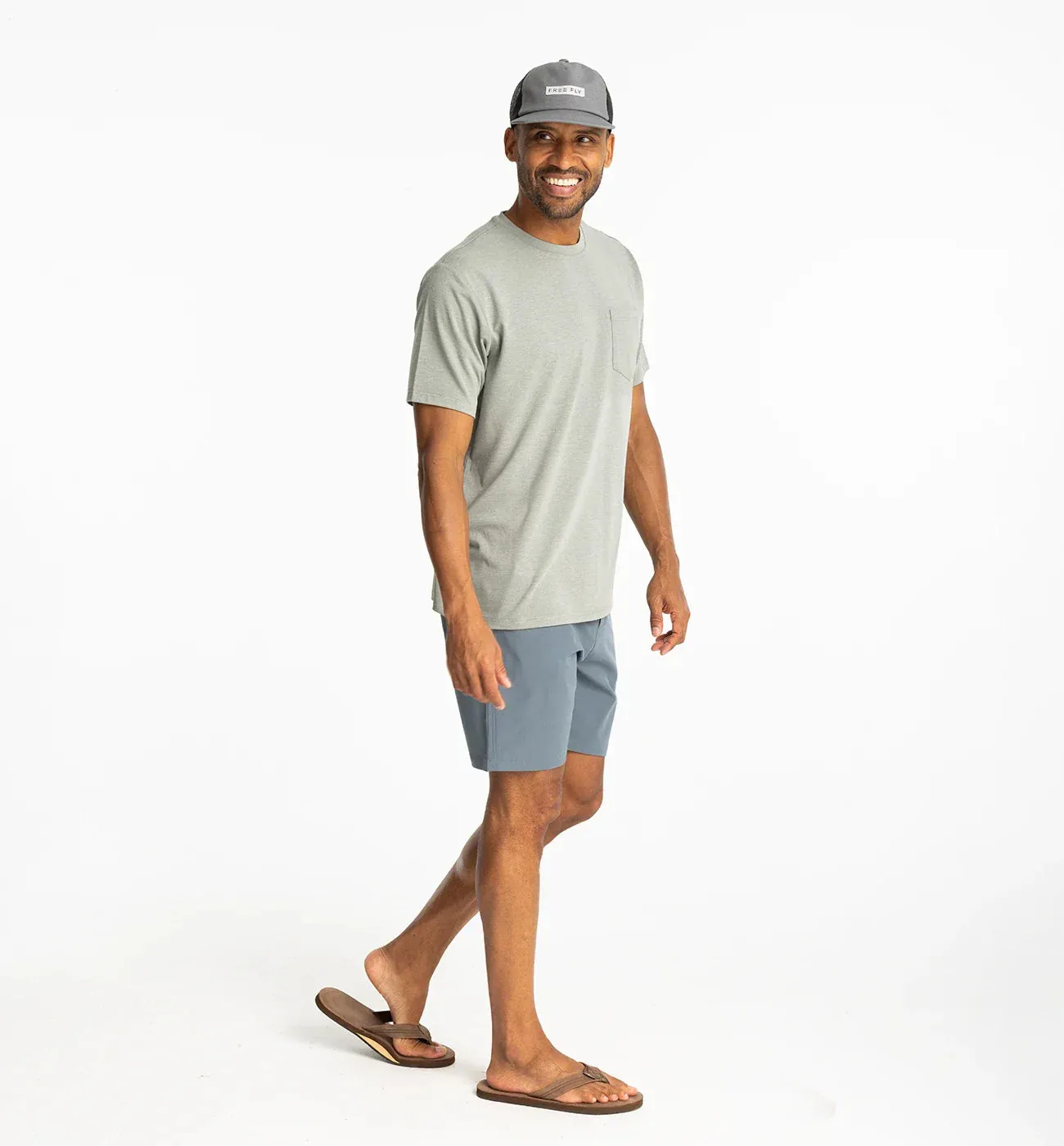 Free Fly Men's Bamboo Flex Pocket Tee in Heather Agave Green