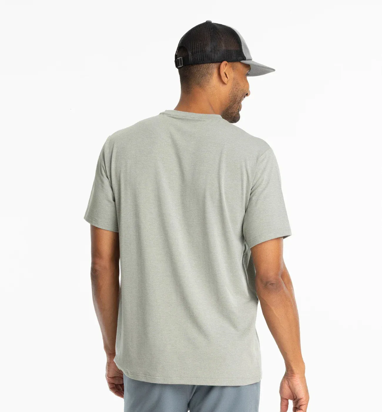 Free Fly Men's Bamboo Flex Pocket Tee in Heather Agave Green