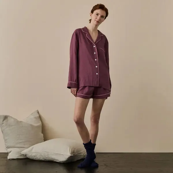 Fresh Fig Tencel Linen Blend Pyjama Shorts Set