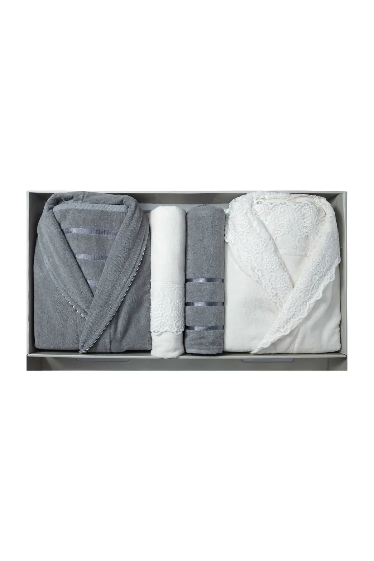 Guvenal Paris 12 Piece Velvet Laced Bathrobe Set