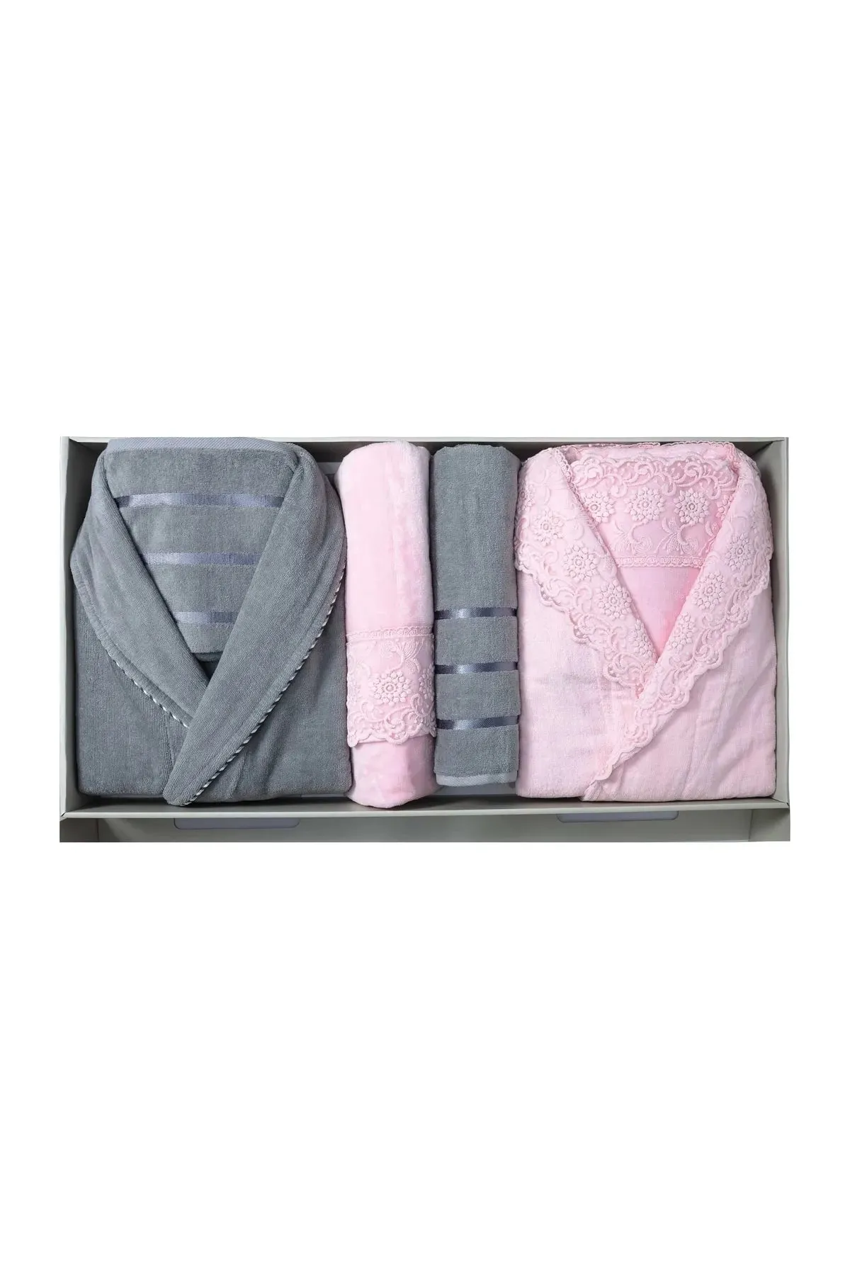 Guvenal Paris 12 Piece Velvet Laced Bathrobe Set