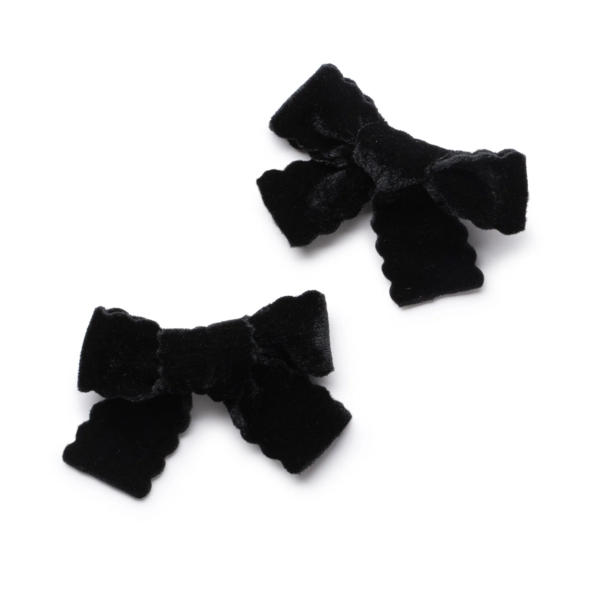 Halo Luxe Ava Scalloped Velvet Double Clip Set - Black