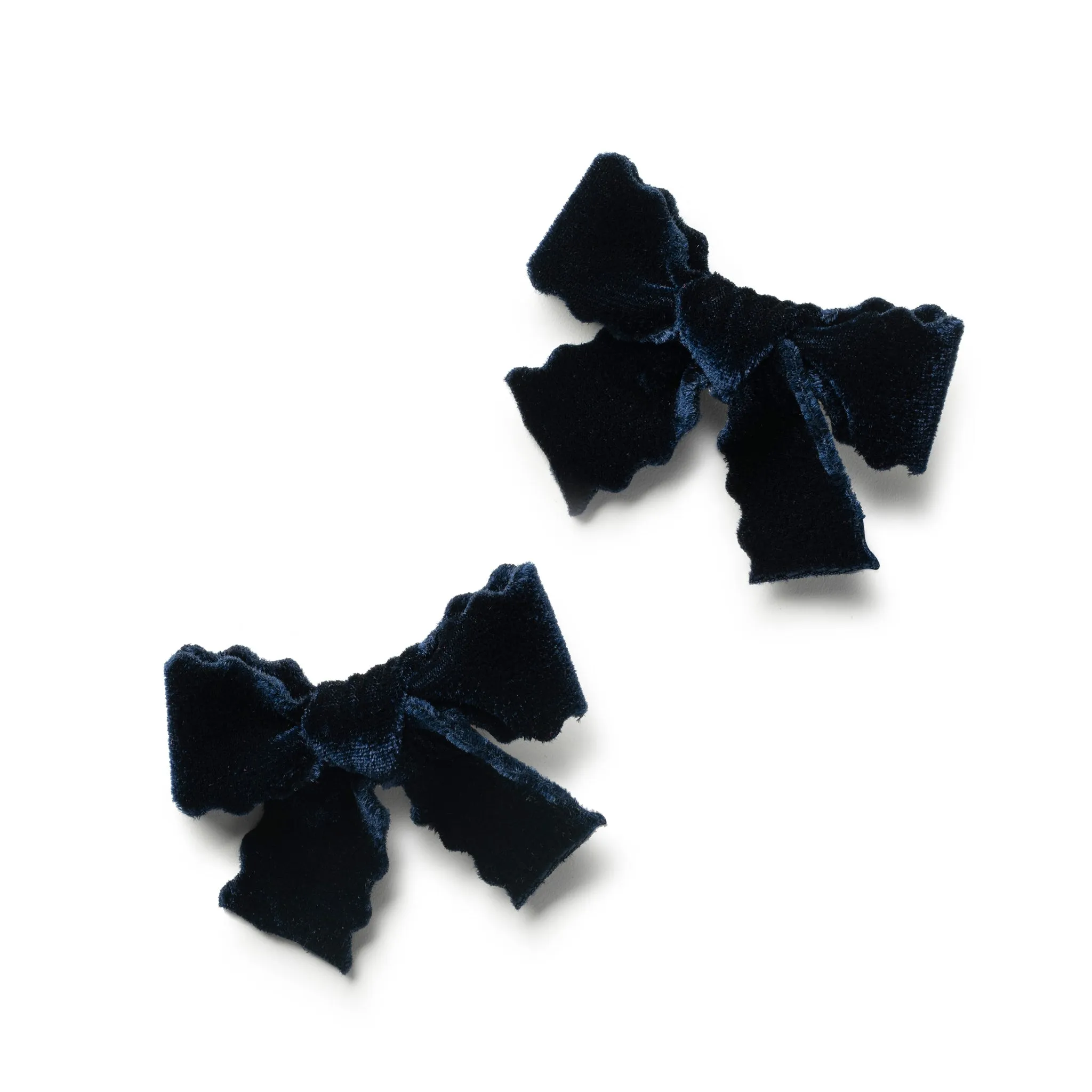 Halo Luxe Ava Scalloped Velvet Double Clip Set - Navy