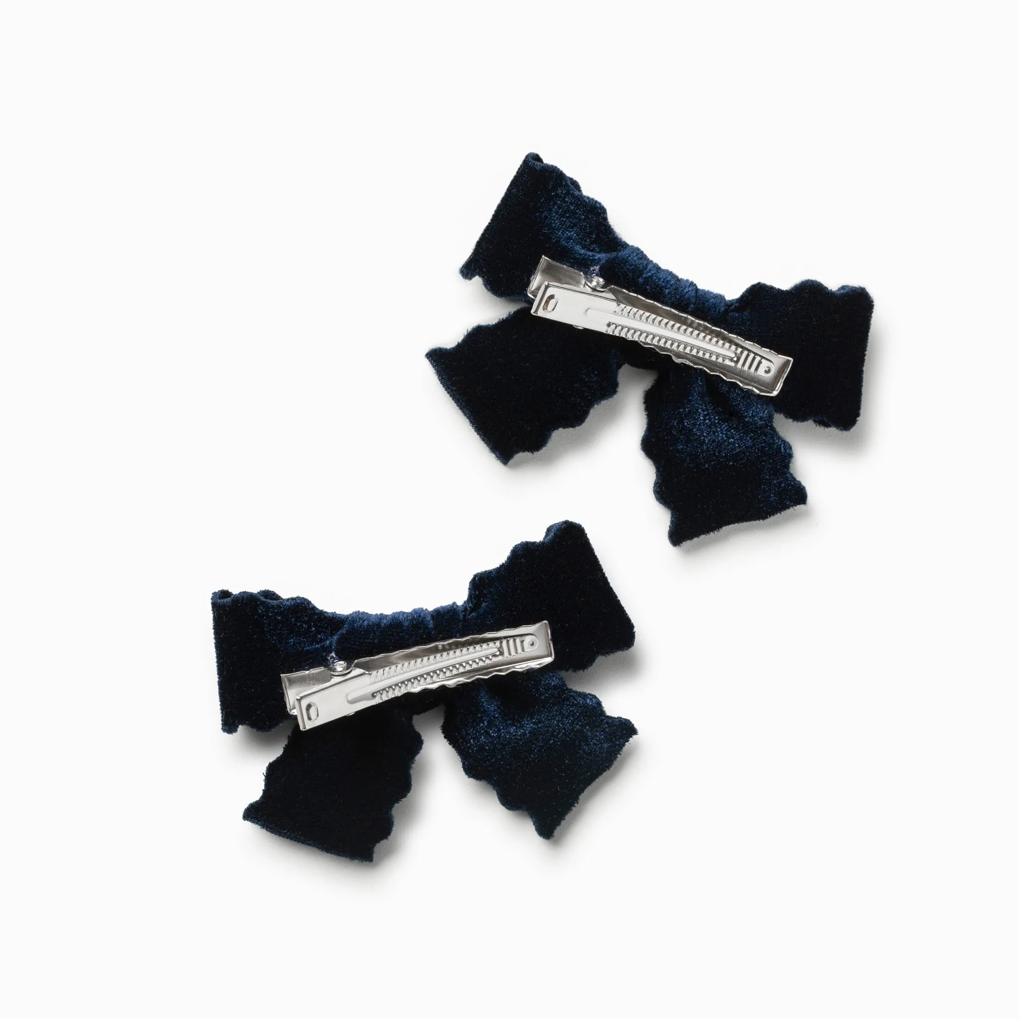 Halo Luxe Ava Scalloped Velvet Double Clip Set - Navy