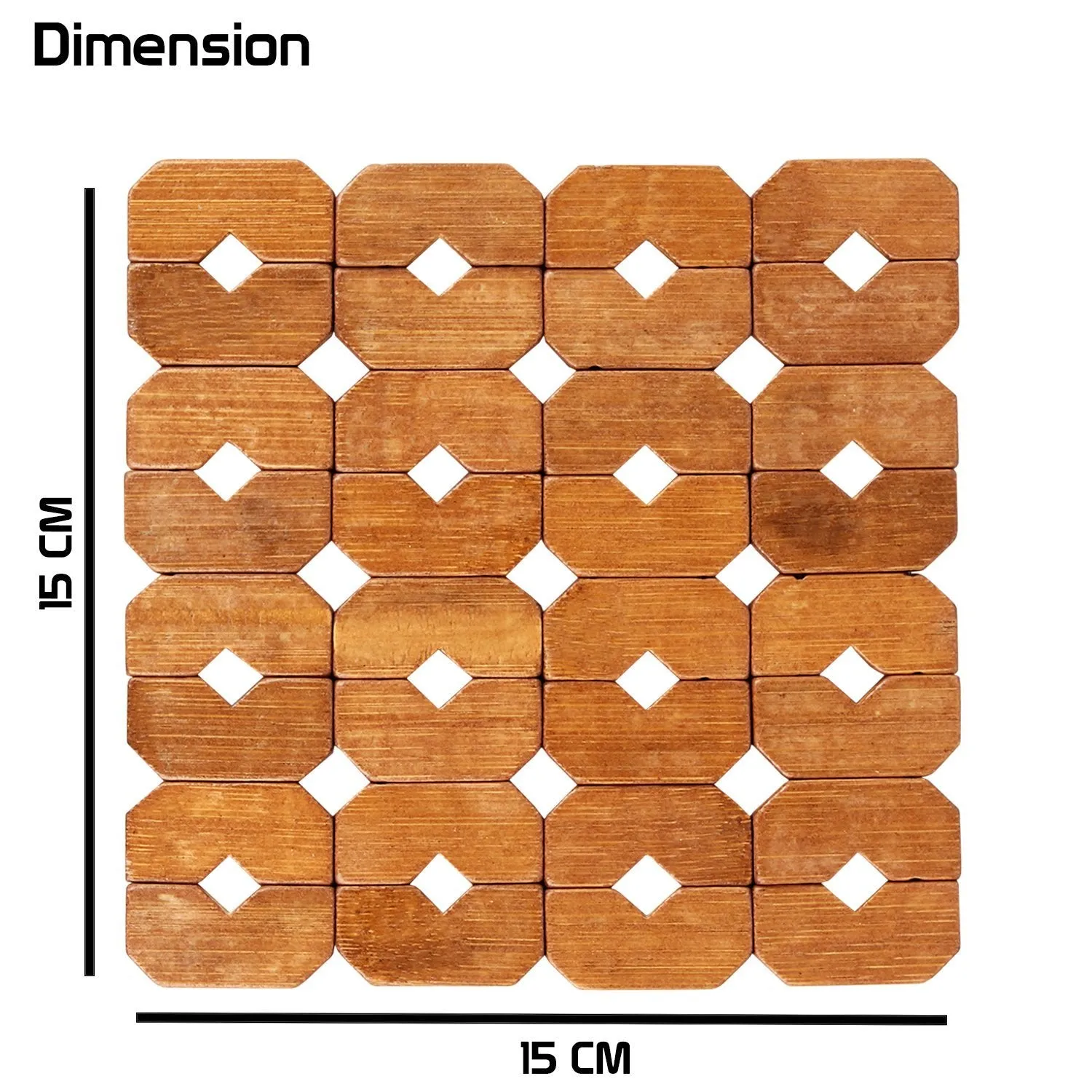 HOKIPO® Square Bamboo Coaster Heat Pad, Pan Pot Holder, 15 x 15 cm, 4 Piece Set