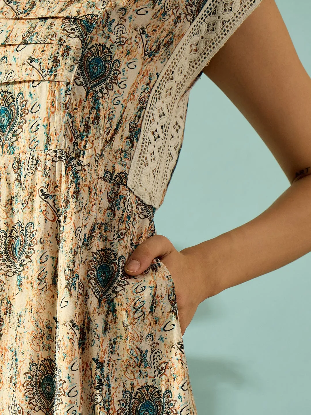 Intricate Floral Digital Printed Night Dress