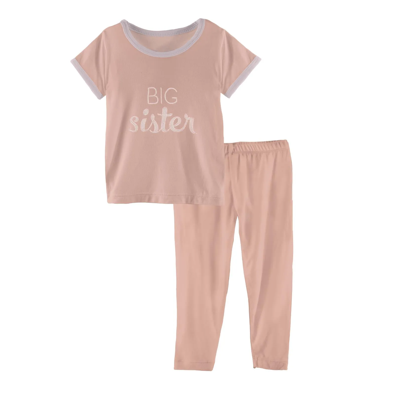 KicKee Pants Applique S/S Pajama Set - Blush Big Sister