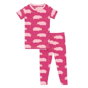 KicKee Pants Calypso Hippo S/S Pajama Set w/Pants