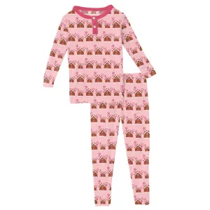 KicKee Pants Lotus Gingerbread L/S Henley Pajama Set