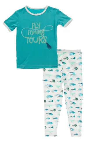 KicKee Pants Natural Fishing Flies Graphic Tee S/S Pajama Set w/Pants