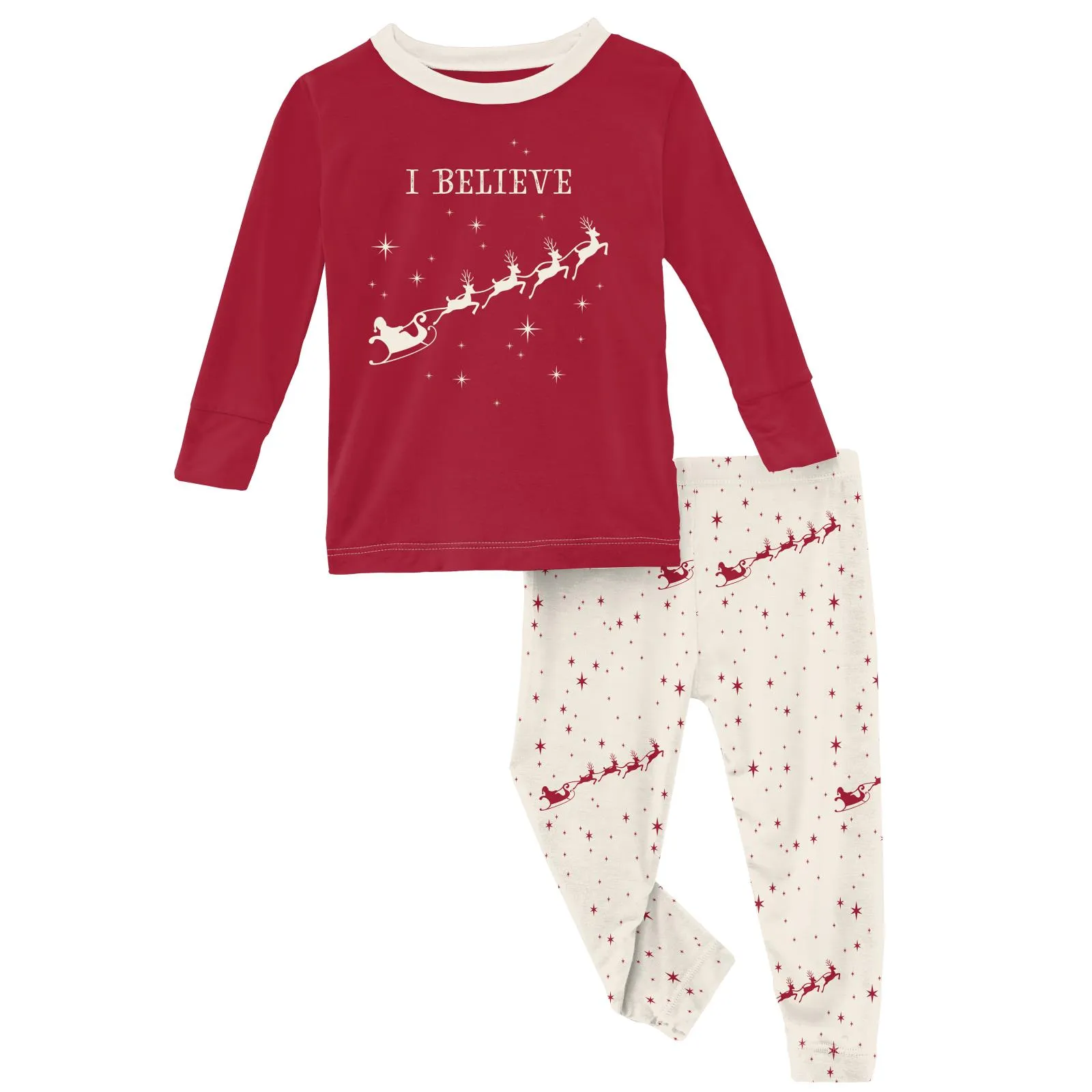 KicKee Pants Natural Flying Santa Graphic Tee L/S Pajama Set