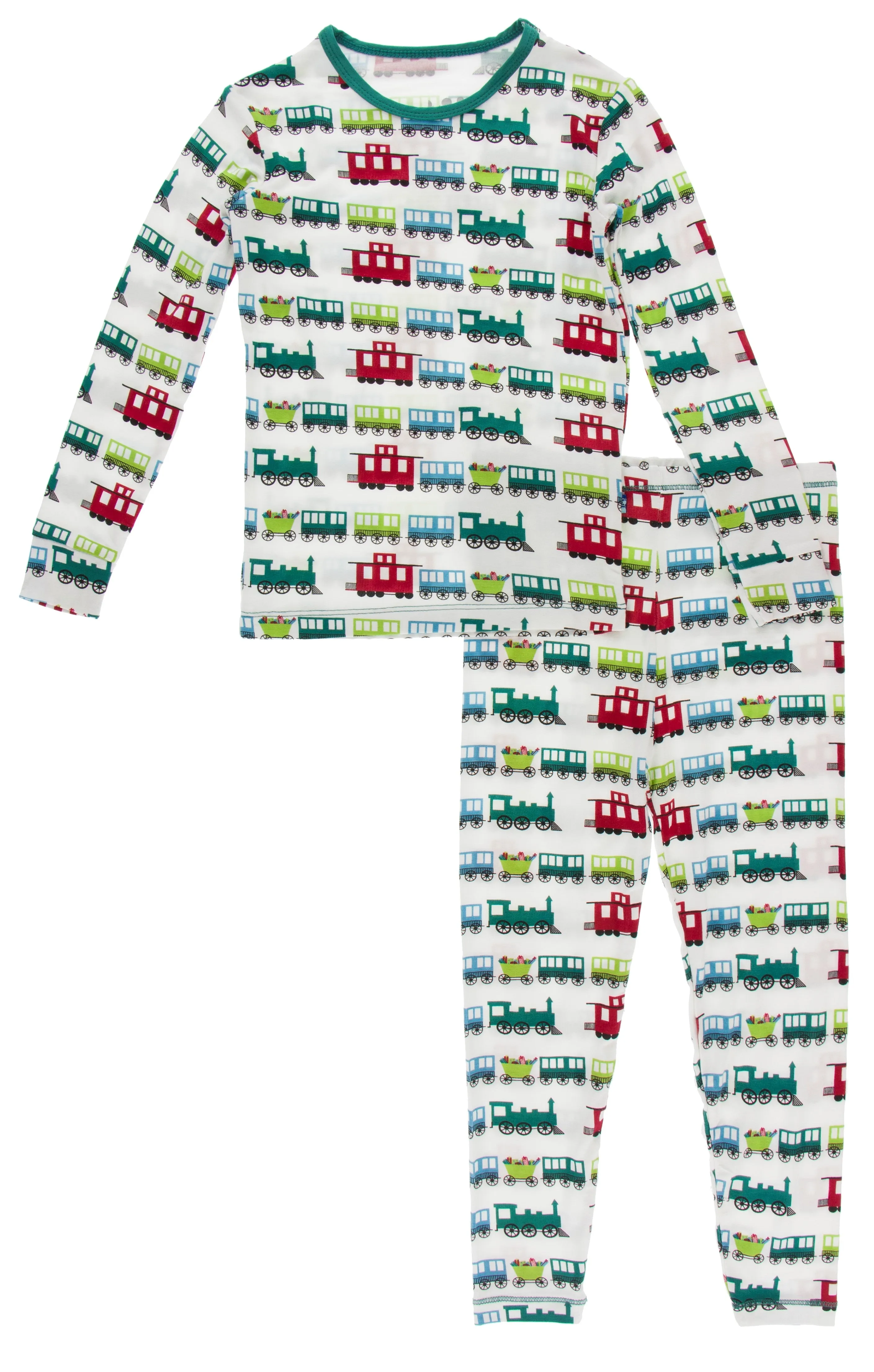 KicKee Pants Natural Toy Train L/S Pajama Set